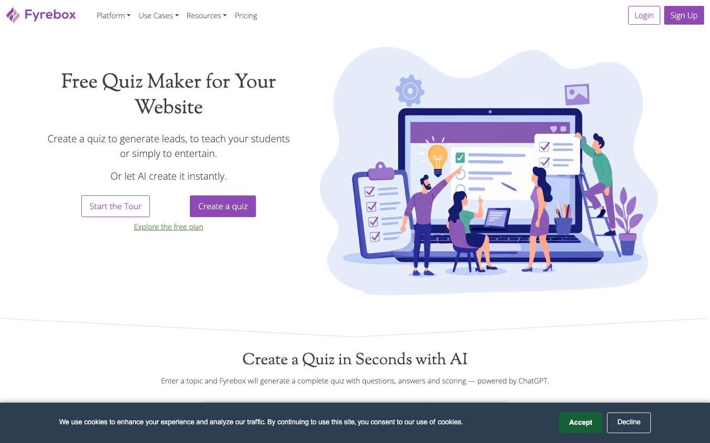 Fyrebox, interactive quiz maker